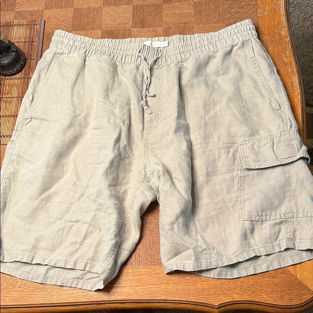 Onia Tan Cargo Shorts, 100% linen